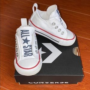 kids white velcro converse